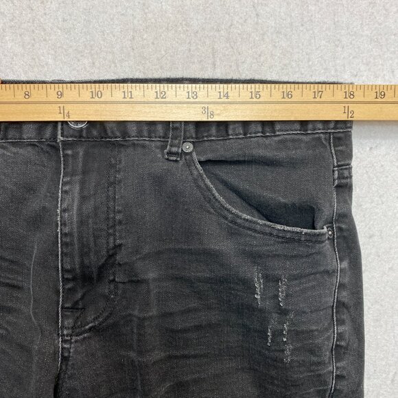 Smoke Rise Jeans Men's 36 x 32 Black Distressed Destroyed Rip Skinny Stretch - Picture 4 of 8